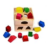 Wooden Shape Sorting Cube Classic Square Shape Sorter Baby First Blocks Shape-Sorting Toy for Early Learning for 3 Year Olds by NimNik