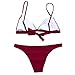 Stripsky Padded Bikini Swimsuit for Women(WineRed-L)