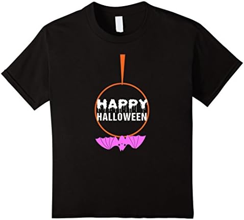 Kids Aerial Yoga Halloween Aerial Hoop Bat Cute Tee 8 Black
