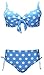 QZUnique Women's Plus Dot Vintage Bikini Bow Busted Push up 2 Pieces Swimsuit Swimwear