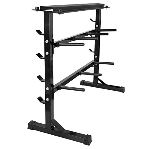ZENY 2 Tier Weight Plate Storage Organizer Holder Barbell Dumbbell Rack Home Gym Bench Base
