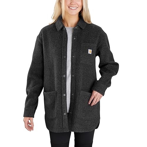 Carhartt Women’s Loose Fit Fleece Shirt Jac, Black Heather