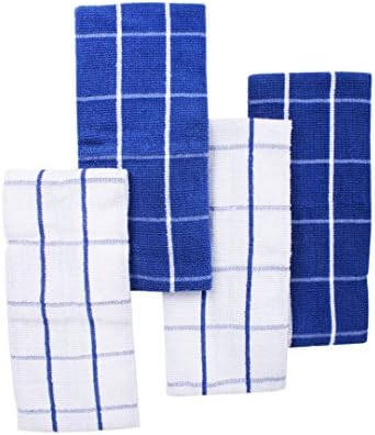 smart dishcloths Kitchen Towel Terry, Blue, 4 Pack, 26 x 18in, 100% Cotton, Absorbent Kitchen Dish cloth &amp; Dish Towels by
