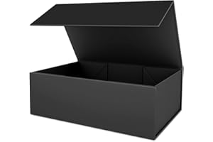 ROSTELACK Black Gift Box 12" x 6" x 4" with Magnetic Closure Lid Gift Box for Presents,Bridesmaid Gifts Box,Cute Box,Birthday Gift box,Luxury for Gift Packaging, Magnetic Gift Box for Wrapping Gifts (Black)