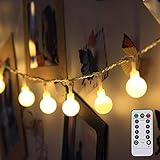 LE Globe String Lights, Battery Powered, Ball String Lights with Remote, Timer and 8 Modes, 16.4ft 50 LED, Indoor Outdoor Decorative Fairy Lights for Bedroom, Patio, Christmas and More (Warm White)