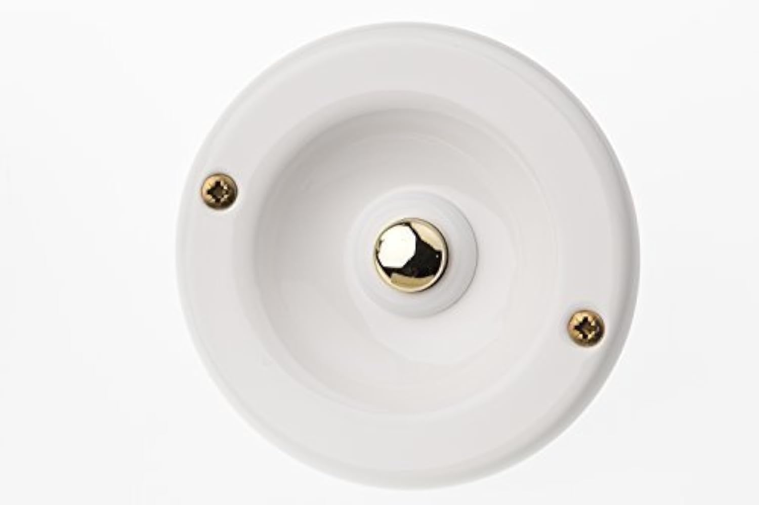 HUBER Flush-Mounted Bell Push 1-Way Brass Round Door Bell Push Button Front Door Bell Flush-Mounted Brass Bell Switch Bell White