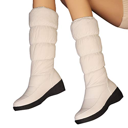 Aurorax Shoes Women's Long Snow Boot,Waterproof Bootie Winter Warm Shoe 5.5-9.5 (White, US 6.5)