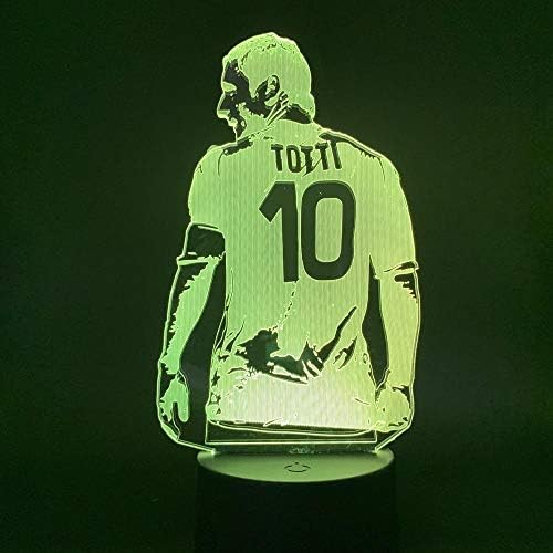 QingMuMu Led Night Light Soccer Football Player Francesco Totti Back View Figure for Office Room Decor Gift for Boyfriend Boys Table Lamp