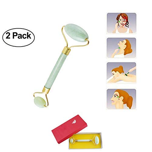 Zinnor (2 Pack) Jade Roller,Natural Jape Facial Beauty Massage Tool - Jade Roller Face Thin Massager | Face Body Head Neck Spa Massager Anti-Aging Cold Therapy
