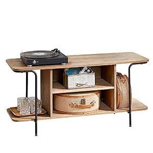 LINSY HOME 3 Tier Small TV Stand with Storage Shelves, Aesthetic TV Stands Console Table 43 Inch for Apartment Living…