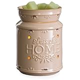 CANDLE WARMERS ETC. Illumination Fragrance Warmer- Light-Up Warmer for Warming Scented Candle Wax Melts and Tarts or Essential Oils to Freshen Room, Bless This Home Cream