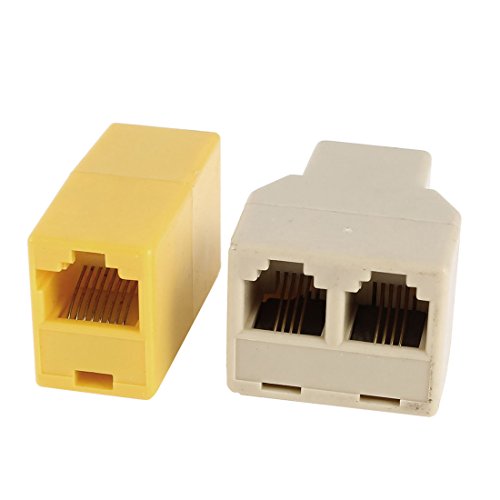 uxcell 6P4C RJ11 Female to 2x Female + 8P8C RJ45 Female to Female Adapter