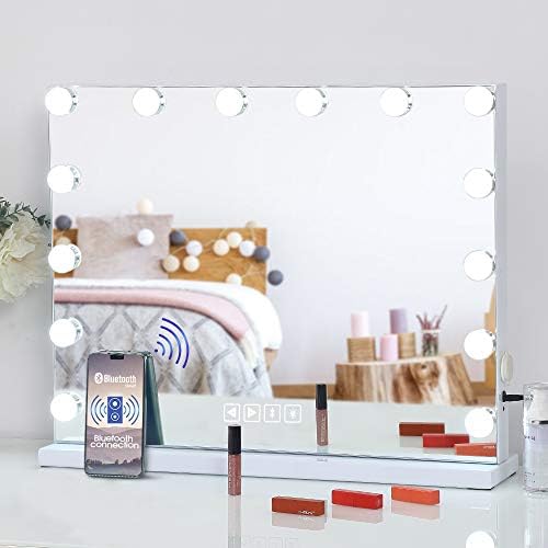 FENCHILIN Large Vanity Mirror with Lights and Bluetooth Speaker
