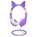 iClever Kids Headphones, Cat-Inspired Wired On-Ear Headsets with 85dB Volume Limited, Food Grade Silicone Material (Kids-Friendly), 3.5mm Audio Jack Cable, Children Headphones for Kids, Purple primary