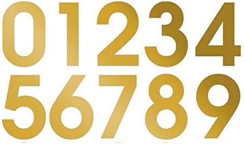 2 x Set of Big Gold 0-9 Numbers, Removable Self Adhesive Waterproof Durable Vinyl Stickers