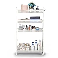 Rackaphile 5-Tier Slim Slide Out Storage Tower Rack Mesh Rolling Organization Serving Cart Shelf for Narrow Spaces Roller, White