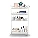 Rackaphile 5-Tier Slim Slide Out Storage Tower Rack Mesh Rolling Organization Serving Cart Shelf for Narrow Spaces Roller, White (5-Tier)