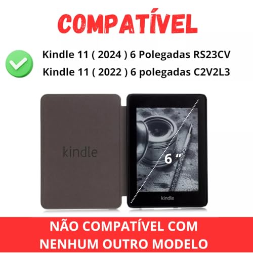 Capa Para Kindle 11ª Geração 2024 e 2022 (C2V2L3 e RS23CV) 6 Polegadas Sistema de Hibernação - Fechamento Magnético (Azul Marinho)