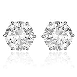 Cocorina Round Cut Cubic Zirconia Magnetic Earrings 7mm - Unisex