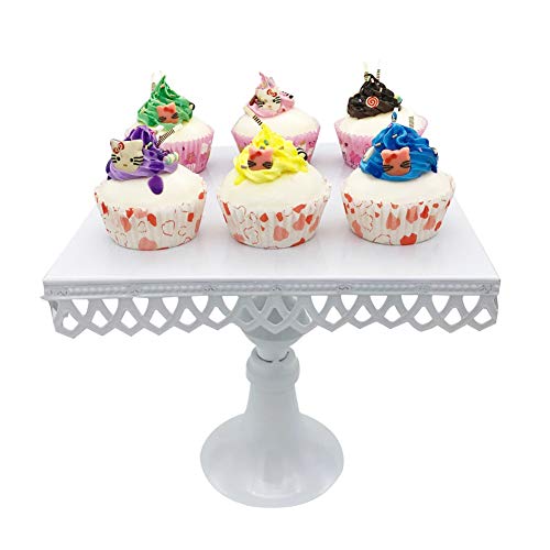 Set of 3 Square Cake Stand Metal Cupcake Holder for Wedding Baby Shower Birthday Party Cake Dessert Candy Bar Display White - Thumbnail 4