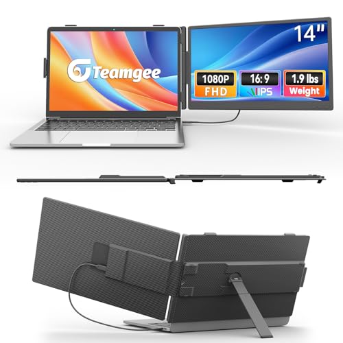 Teamgee 14 Inch Laptop Screen Extender, 1080P FHD Laptop Monitor Extender, Portable Monitor for Laptops 13-17.3" with USB-C/HDMI Port, Plug & Play for Windows/Mac/Android/Switch/PS5