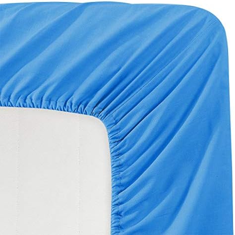 Luxe Bedding 100% Brushed Microfiber Solid Color Deep Pocket Fitted Sheet - Hotel Quality - Wrinkle, Fade, Stain and Abrasion Resistant (Cal King, Blue)