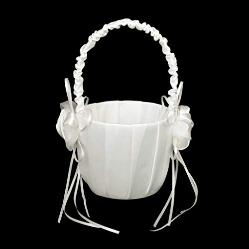 YaptheS Bud Decorated Wedding Flower Girl Basket Ivory - Thumbnail 3
