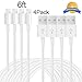 Mribo 4pcs 6FT 8Pin Lightning Cable Extra Long USB Cord Charging Cable for iPhone SE,6s, 6s Plus, 6plus, 6,5s 5c 5,iPad Mini, Air,iPad5,iPod on iOS9.(White).
