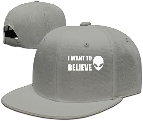SSEE Unisex-Adult I Want To Believe Snapback Hiphop CapHat Ash