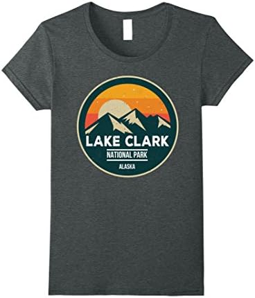 Womens Lake Clark Tshirt for campers, hikers, nature lovers Medium Dark Heather