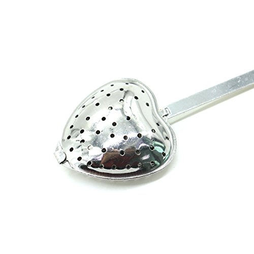 Buorsa Tea Filter Long Grip Stainless Steel Mesh Heart Shaped Tea Strainer Spoon, Set of 10 Tea Infuser Spoon, 10 Pcs
