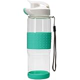 BONISON Borosilicate Sports Drinking Cup with Flip Top Lid,  18.5 oz,  Aqua