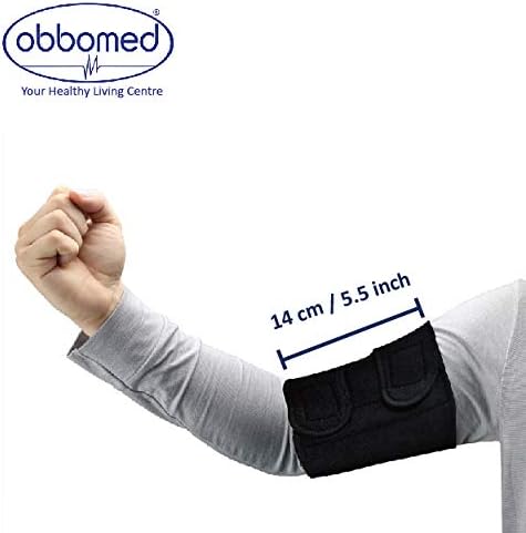 ObboMed MB-1850S Upper Arm Support Brace, Elbow Sleeve with Magnets. Support for Tennis and Golfer's Elbow, Workouts, Tendonitis, Arthritis, Black (S: fits 12 – 15 inches Upper arm Circumference) - Image 3