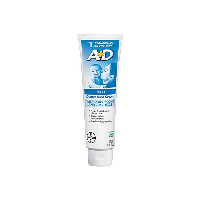 A+D Zinc Oxide Diaper Rash Treatment Cream, Dimethicone 1%, Zinc Oxide 10%, Easy Spreading Baby Rash Cream, 4 Ounce Tube…