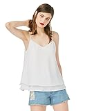 ZAN.STYLE Women's Spaghetti Strap V Neck Flowy Chiffon Layered Cami Tank Top