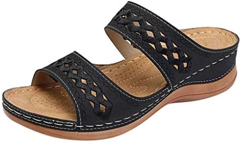 Midress Women's Ladies Open Toe Wedge Sandals Soft Sole Comfortable Outdoor Indoor Casual Slipper Flat Shoes