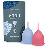 Saalt Menstrual Cup 2-Pack - Premium Design - Most Comfortable Period Cup - #1 Active Cup - Wear for 12 Hours - Soft, Flexible, Reusable Medical-Grade Silicone - Made in USA