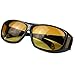 HD Night Vision Wraparounds Wrap Around Driving Glasses (Black, Yellow)
