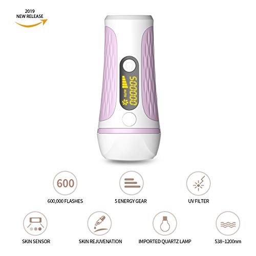 IPL Permanent Hair Removal 500,000 Flashes Painless IPL laser Hair Removal for Women & Man Facial Body Professional Laser Epilator Home Use,Pink - Thumbnail 2