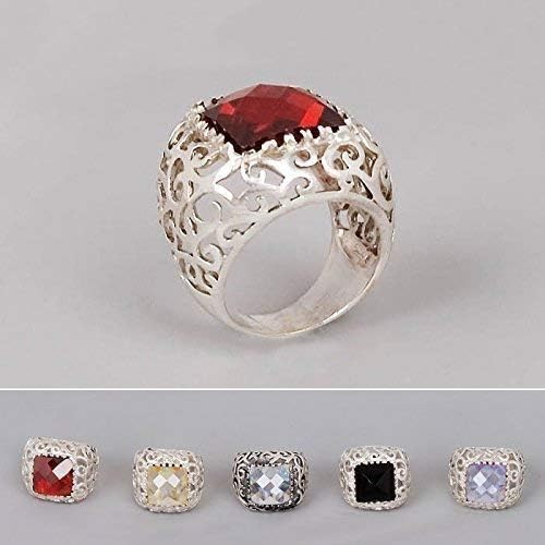 Sterling Silver Filigree Ring With Gemstone or Zircon - Chunky Boho CZ Stone Ring - US Size 5 to 12