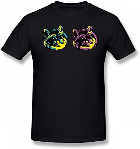 MDOUWoo Internet Pop Art Kittenses Fun Tshirt Popular Print T-Shirts Valentine Day Men's Tee Black