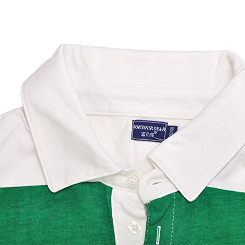Godsen Men's Classic Long Sleeve Rugby Shirt Sport Polo (S, Stripes(Pack of 2)) - Thumbnail 7