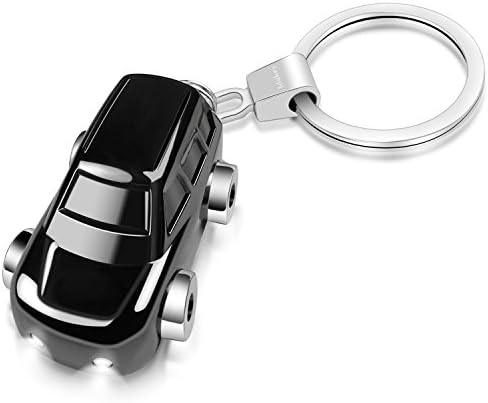 Idakey Zinc Alloy Valet Car Key Chain with 2 Modes LED Light Decorations Key Ring for Men and Women Gray