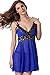 LOVEDATE Women's Sexy Lingerie Lace Babydoll Mesh Chemises Strappy Sleepwear (Medium, Blue)
