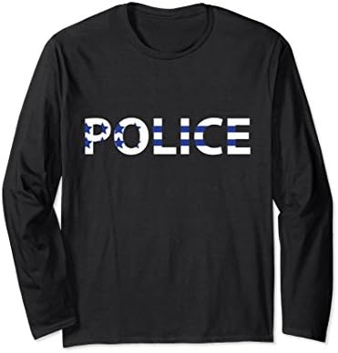 Unisex POLICE USA Stars and Thin Blue Stripes Flag Long Sleeve 2XL Black