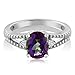 Sterling Silver Oval & Round Mystic Topaz Women's 3-Stone Ring (1.65 cttw, Available in size 5, 6, 7, 8, 9)