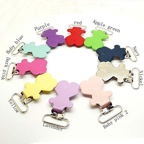 Love Environment 50pcs/lot Metal Suspender Clips 1" Whole Metal Bear Suspender Clips Enamel Pacifier Clips Cheapest