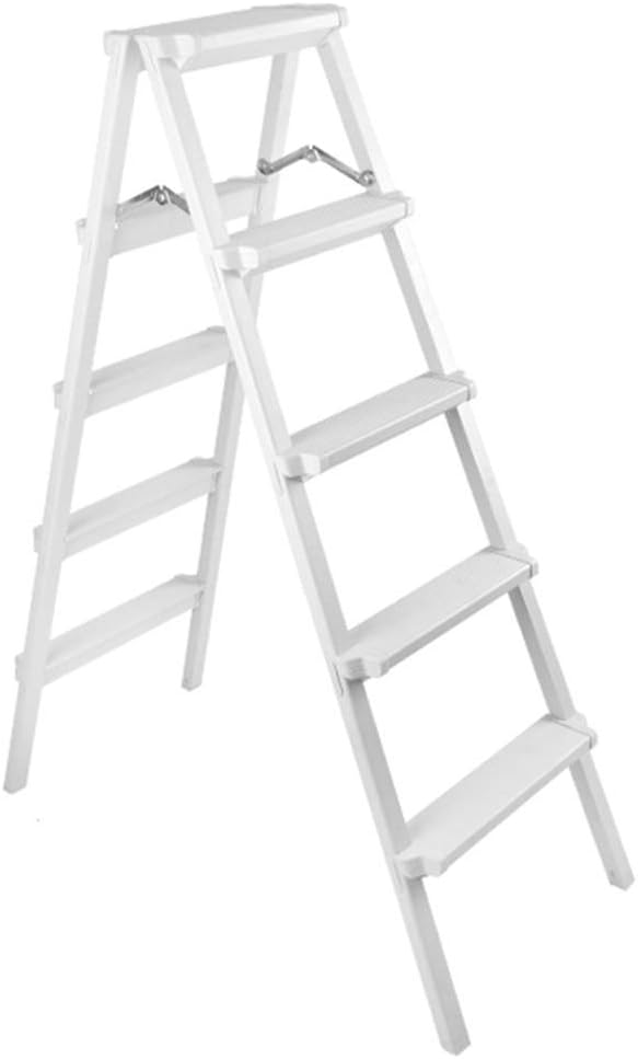 Tall Step Ladder 5 Step Aluminum, Lightweight Multi Purpose Portable Folding Home Anti-Slip Stool Sturdy Ladder, 150KG (color : Silver)