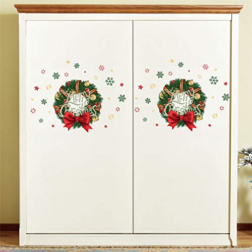 Iusun Merry Christmas Snowflake Wreath Wall Stickers DIY Window Decals for Bedroom Living Room Restaurant Mall Xmas Decoration (A) - Thumbnail 4