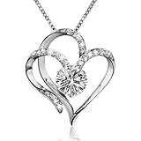 Love Heart Pendant Necklaces for Women Crystal Fashion Jewelry Silver Tone